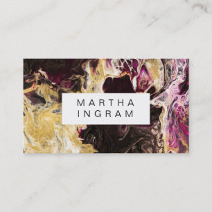 Art Design Abstract Fluid Dark Purple and Gold Business Card