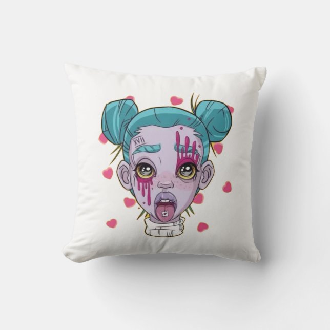 art design, cyberpunk art, cyberpunk, clubber girl cushion (Front)