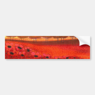 Art Design "Red Flowerfield" a dream of Landscape Bumper Sticker