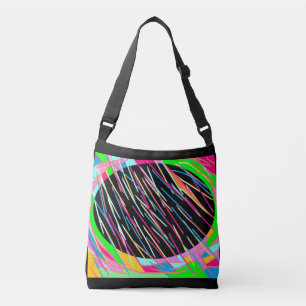 Art designed light green and black striped crossbody bag