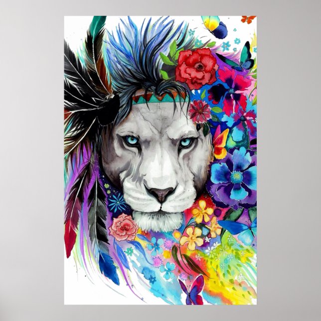 Art drawing poster painting the lion (Front)