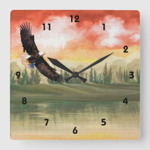 Art  Eagle Soaring Lake Wall Clock