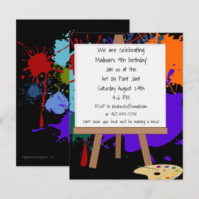 Art Easel Painting Party Invitation (Front/Back)