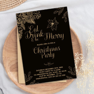 Art Eat Drink Be Merry Christmas Party Invitation 