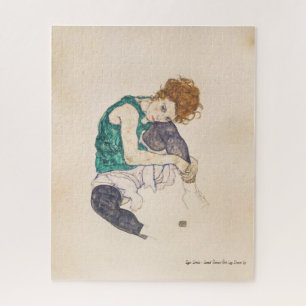 ART, EGON SCHIELE SEATED WOMAN WITH LEGS PULLED UP JIGSAW PUZZLE