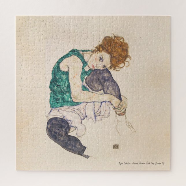 ART, EGON SCHIELE SEATED WOMAN WITH LEGS PULLED UP JIGSAW PUZZLE (Vertical)