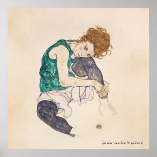 ART, EGON SCHIELE SEATED WOMAN WITH LEGS PULLED UP POSTER