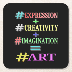 "ART EQUATION" Cute Expression Design. Buy Now Square Paper Coaster