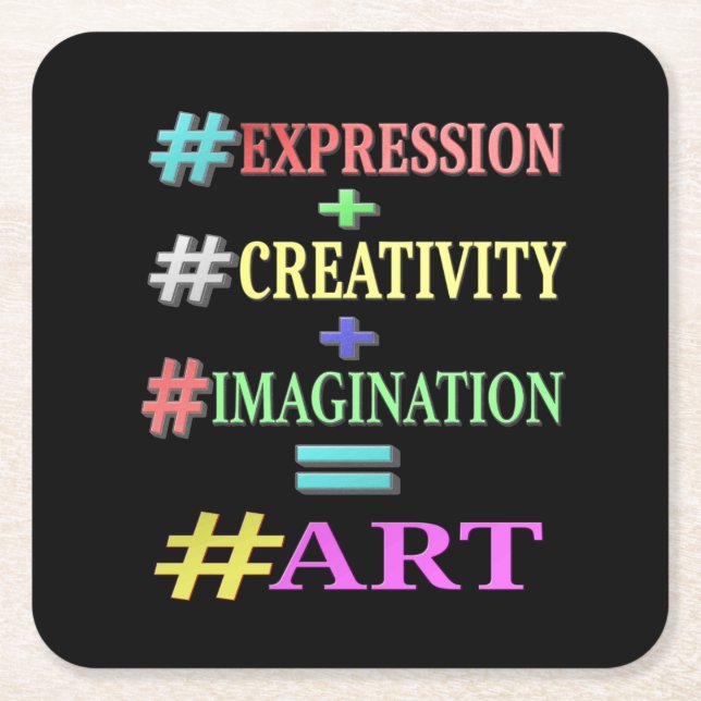 "ART EQUATION" Cute Expression Design. Buy Now Square Paper Coaster (Front)