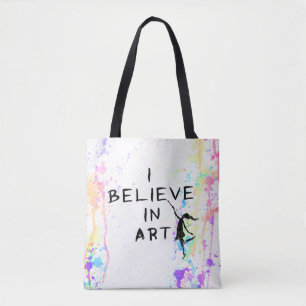 Art Fairy: I Believe In Art Watercolor Run Tote Bag