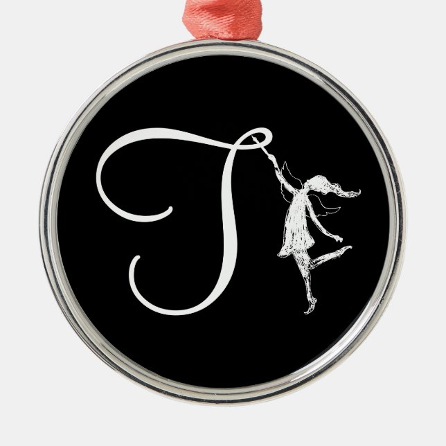 Art Fairy Initial: T Metal Tree Decoration (Front)