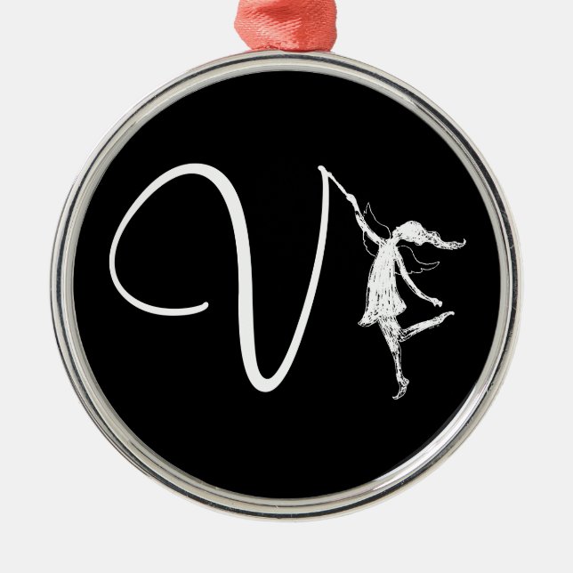 Art Fairy Initial: V Metal Tree Decoration (Front)