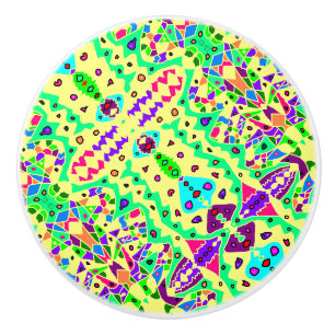 ART FANTASTIC MULTI COLORED BITS N PEICES CERAMIC KNOB