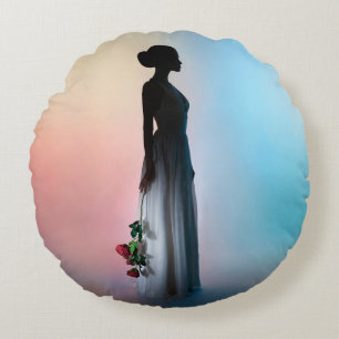 Art fashion studio photo of beautiful elegant woma round cushion