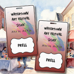 ART FESTIVAL Custom Stylish Personalised Colourful ID Badge