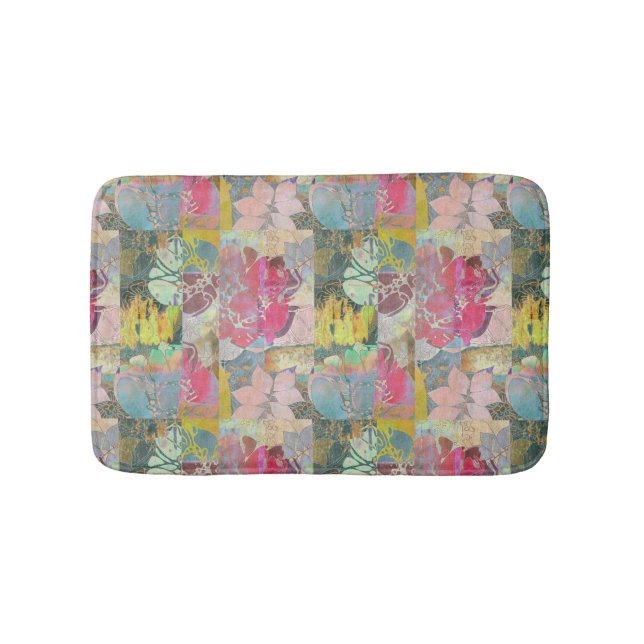 Art floral grunge pattern bath mat (Front)