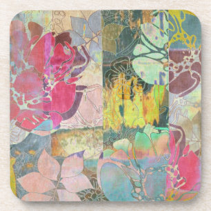 Art floral grunge pattern coaster