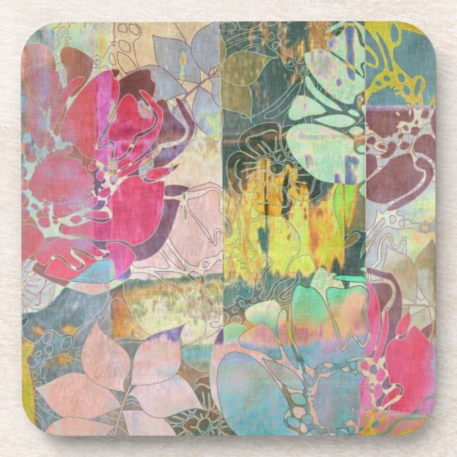 Art floral grunge pattern coaster (Front)