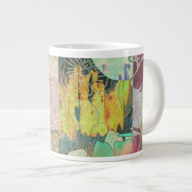 Art floral grunge pattern large coffee mug (Front Right)