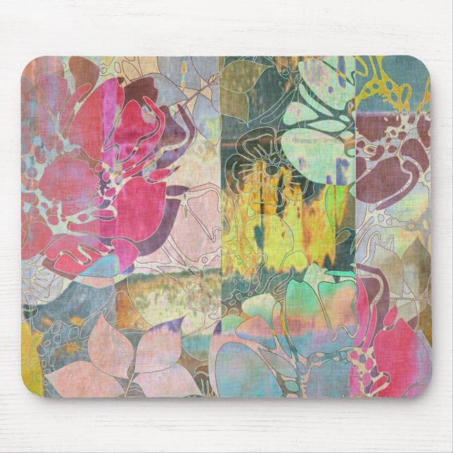 Art floral grunge pattern mouse mat (Front)