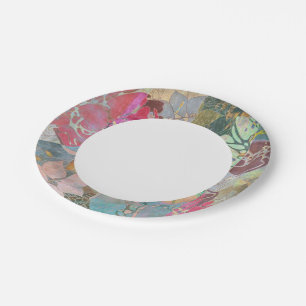 Art floral grunge pattern paper plate