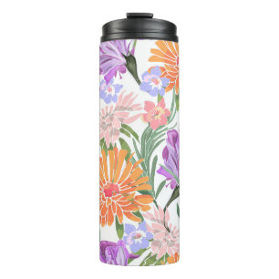 Art floral seamless pattern. Morning glory, ipomo Thermal Tumbler