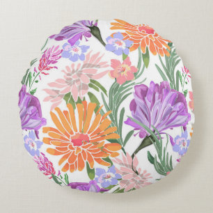 Art floral seamless pattern. Morning glory,ipomoea Round Cushion