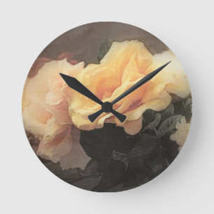 art floral vintage background in pastel colours round clock