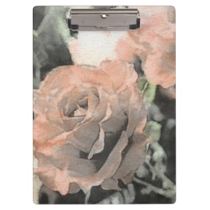 art floral vintage background with light pink clipboard