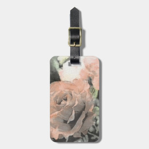 art floral vintage background with light pink luggage tag