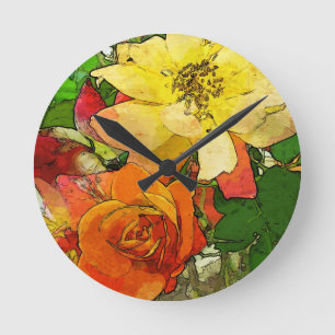 art floral vintage colourful background 2 round clock
