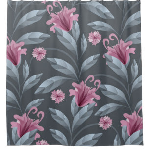 Art floral vintage seamless pattern. Maroon transl Shower Curtain