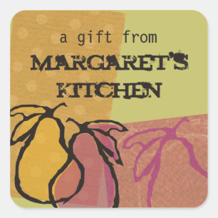 Art fruit pears cooking baking food gift label