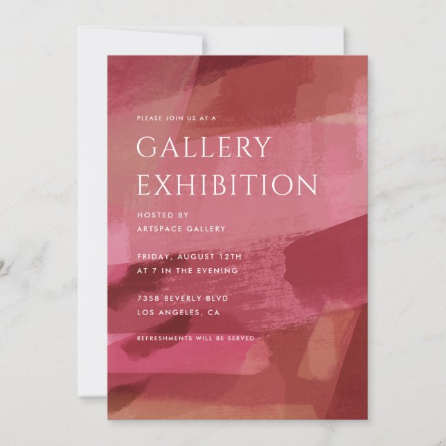 Art Gallery Exhibition Abstract Red Invitation (Front)