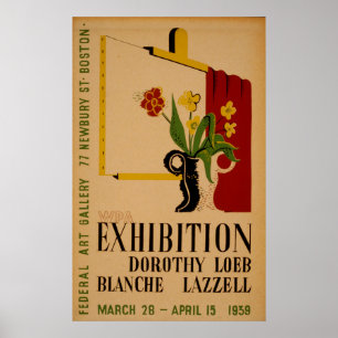 Art Gallery Exhibition Boston Vintage WPA Poster