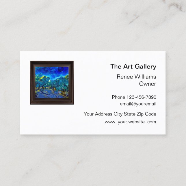 Art Gallery Retail Store Business Card (Front)