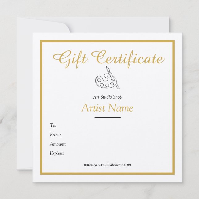 Art Gift Certificate Template in Gold (Front)