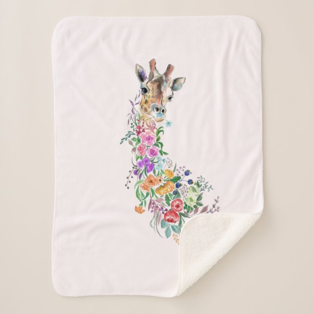 Art Giraffe Sherpa Blanket (Front)