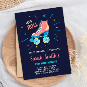 Art Girl Skating Birthday Invitations