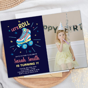 Art Girl Skating Birthday Invitations with photo