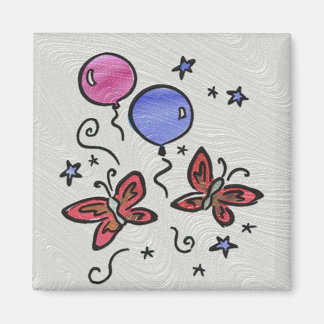 Art Glass Butterflies and Balloons Magnet