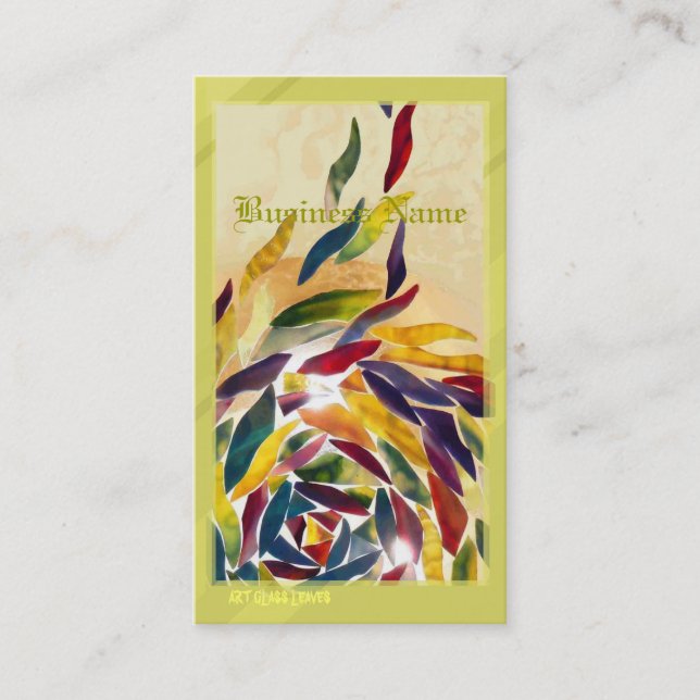 Art Glass Leaves Colourful Business Card (Front)