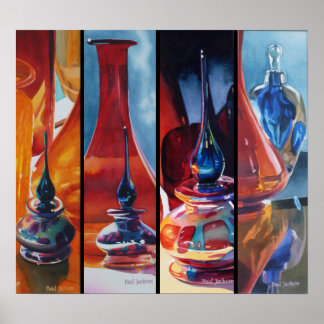 Art Glass Watercolor Menagerie Poster