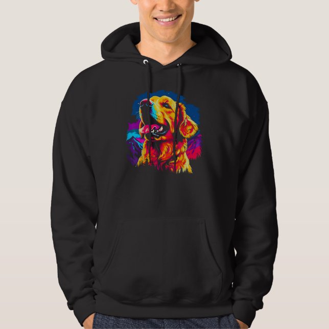 Art Golden Retriever Dog Hiking Hoodie (Front)