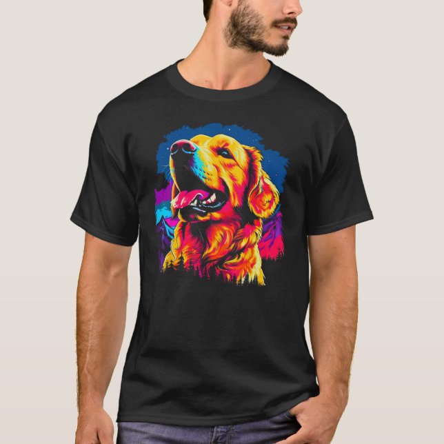 Art Golden Retriever Dog Hiking T-Shirt (Front)