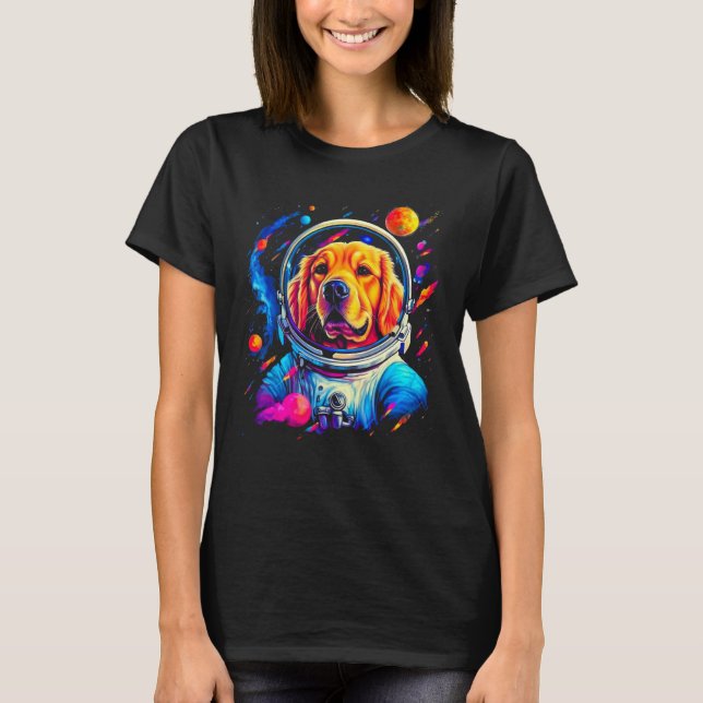 Art Golden Retriever Dog in Space T-Shirt (Front)