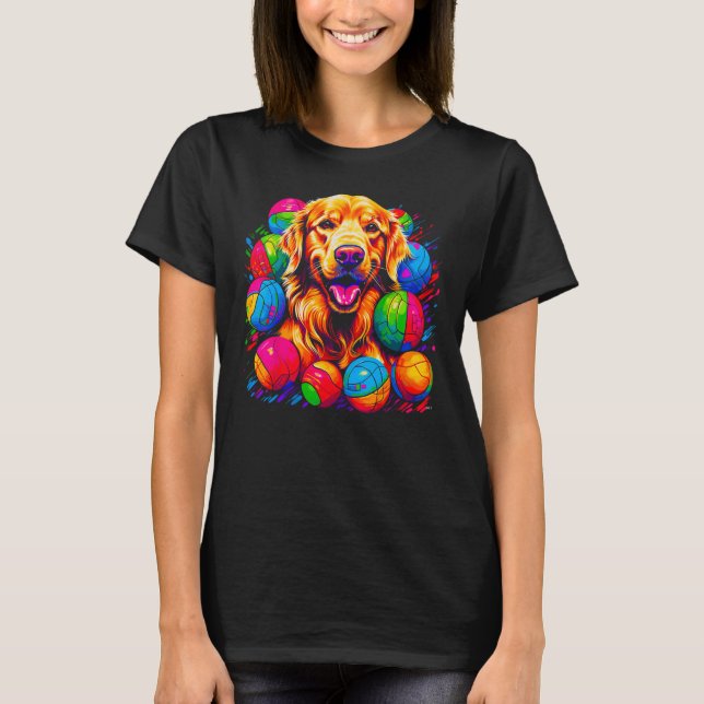 Art Golden Retriever Dog Volleyball T-Shirt (Front)