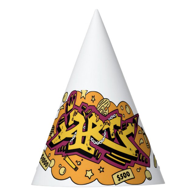 Art graffiti hand drawing party hat (Front)