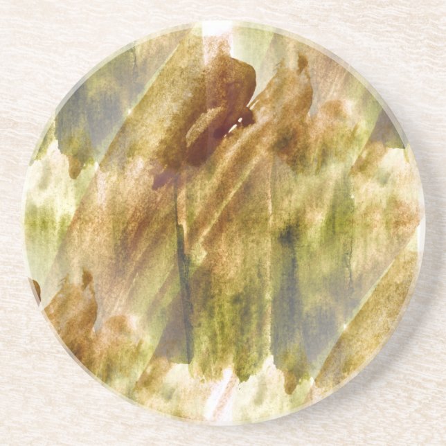 art green, brown hand paint background seamless coaster (Front)