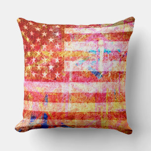 Art Grunge American Flag #2 Cushion